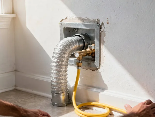 Strongsville Dryer Vent Cleaning certified technician performing specialized gas dryer vent cleaning in Strongsville